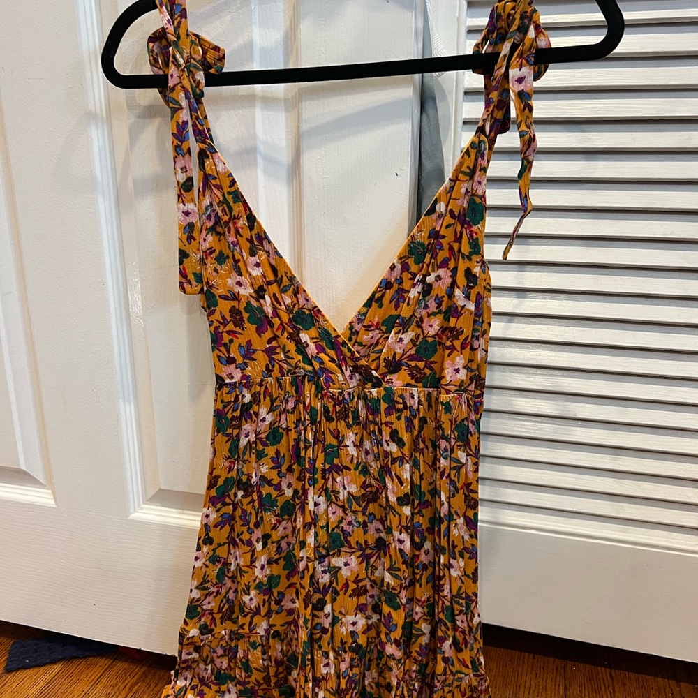 Floral yellow printed short dress